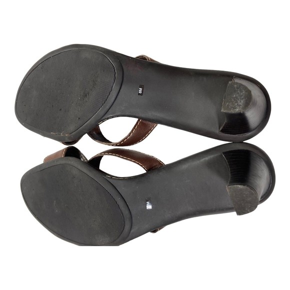 Etienne Aigner Sandals 8M Brown Leather Slip On Toe Thong Sandals - Picture 8 of 8